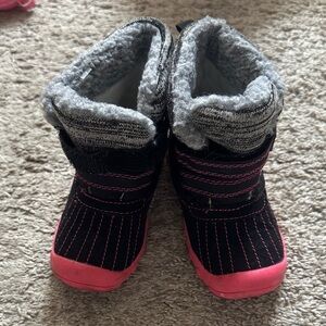 Carter's Child of Mine Black Boots with Pink Stitching